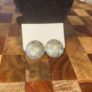 Vintage Une Ligne Paris Designer Silver Tone Dome earrings